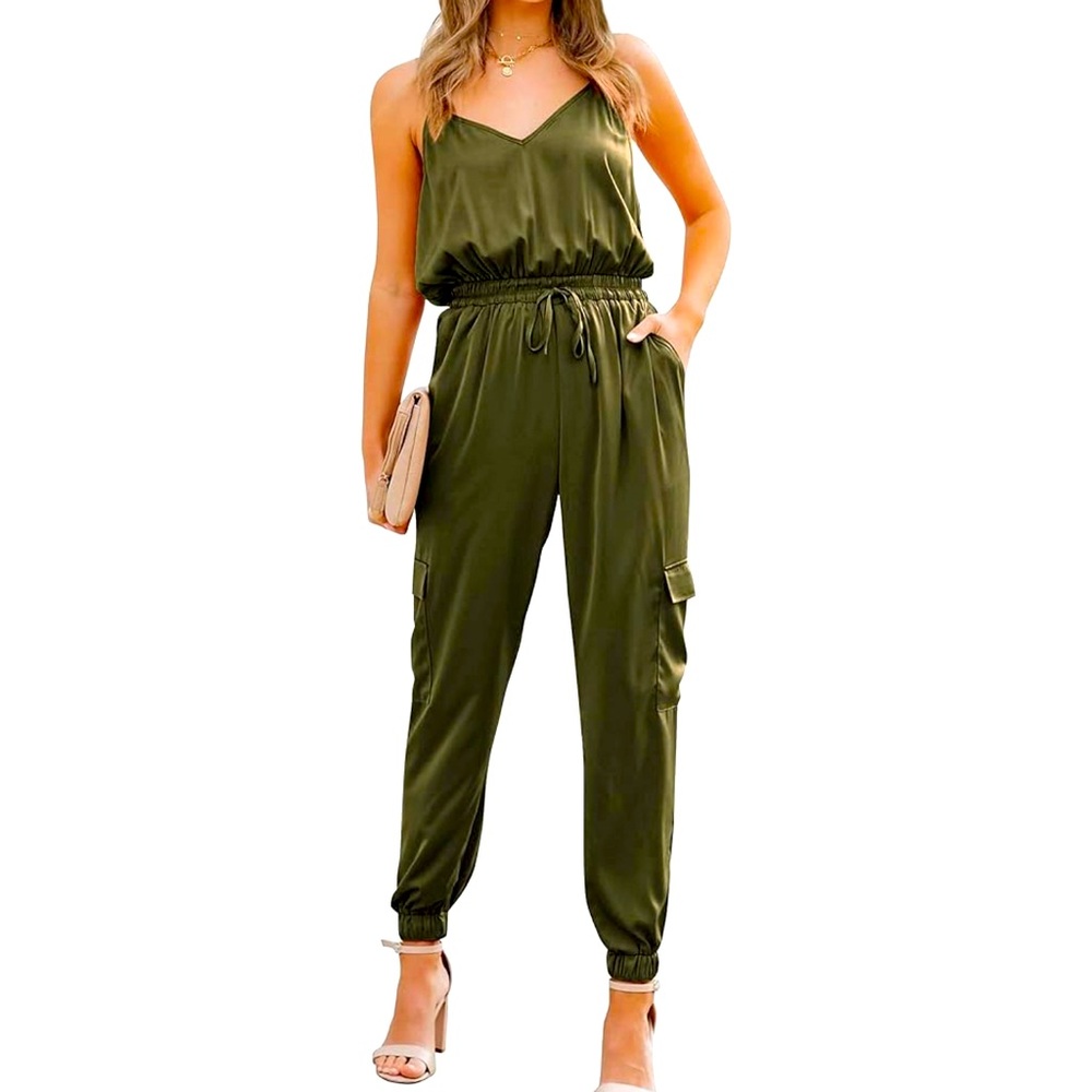 Women's Casual Sleeveless Adjustable Spaghetti Strap Jumpsuits